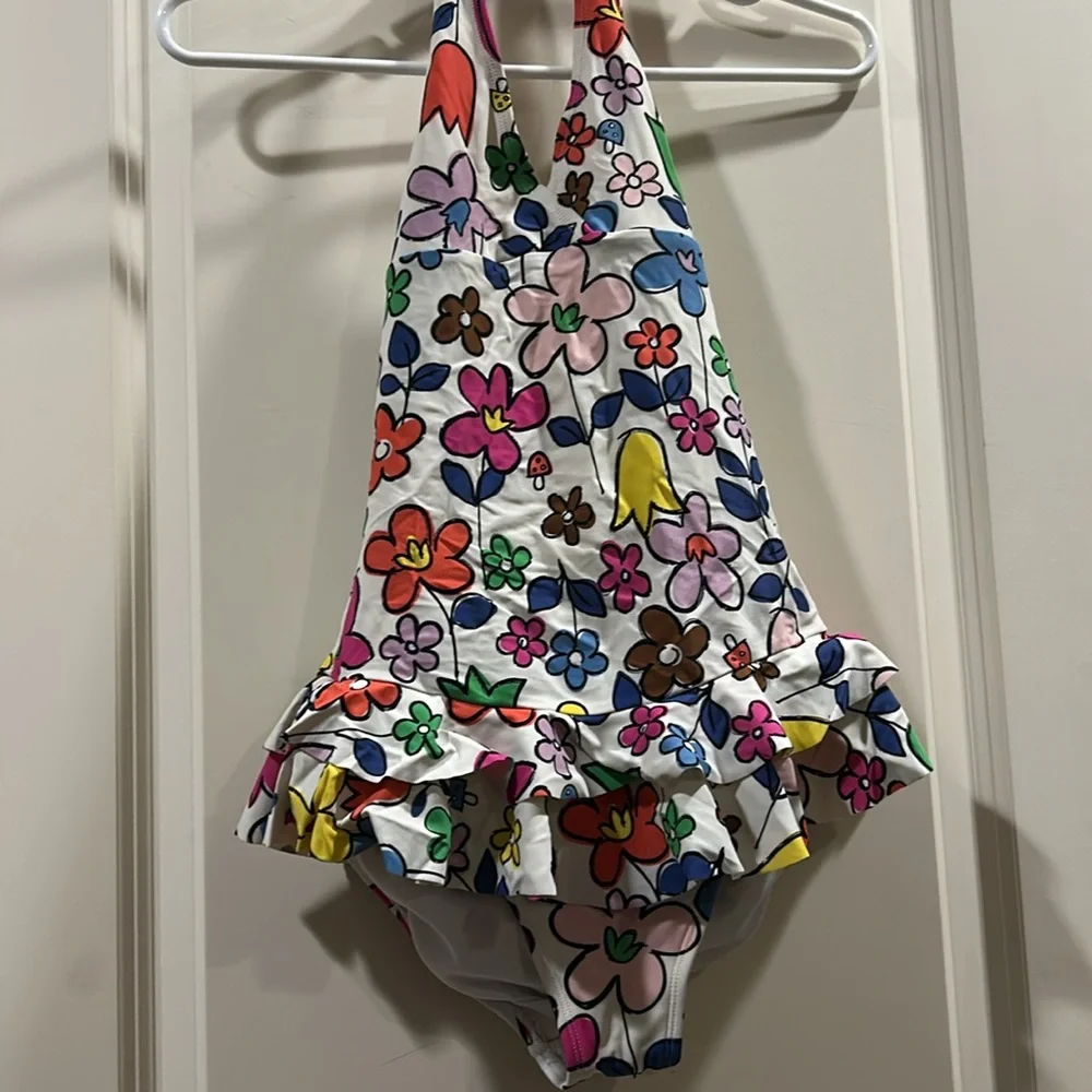 Hanna Anderrson Floral Halter Ruffle One Piece Flower bathing suit size US 12
